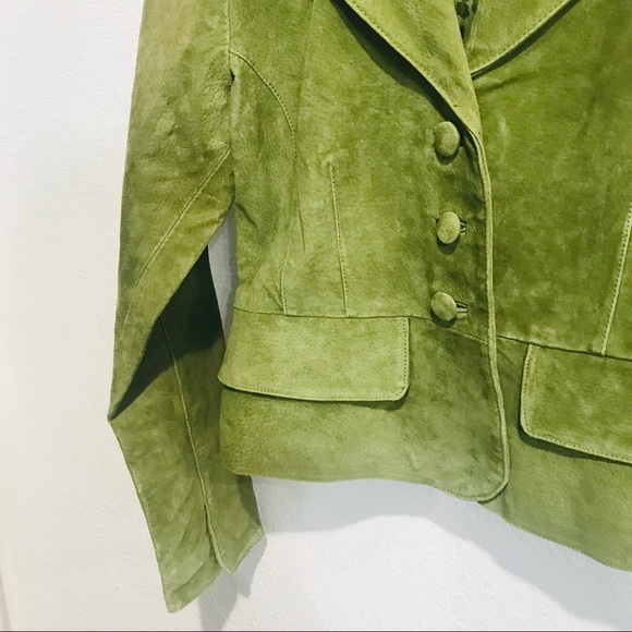 ⭐️🌟Hannah Green Leather Peplum Jacket Sz S - Picture 4 of 11